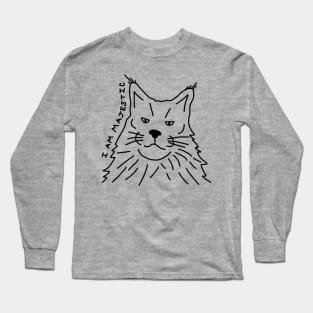 Majestic Maine Coon Line Art Cat Long Sleeve T-Shirt